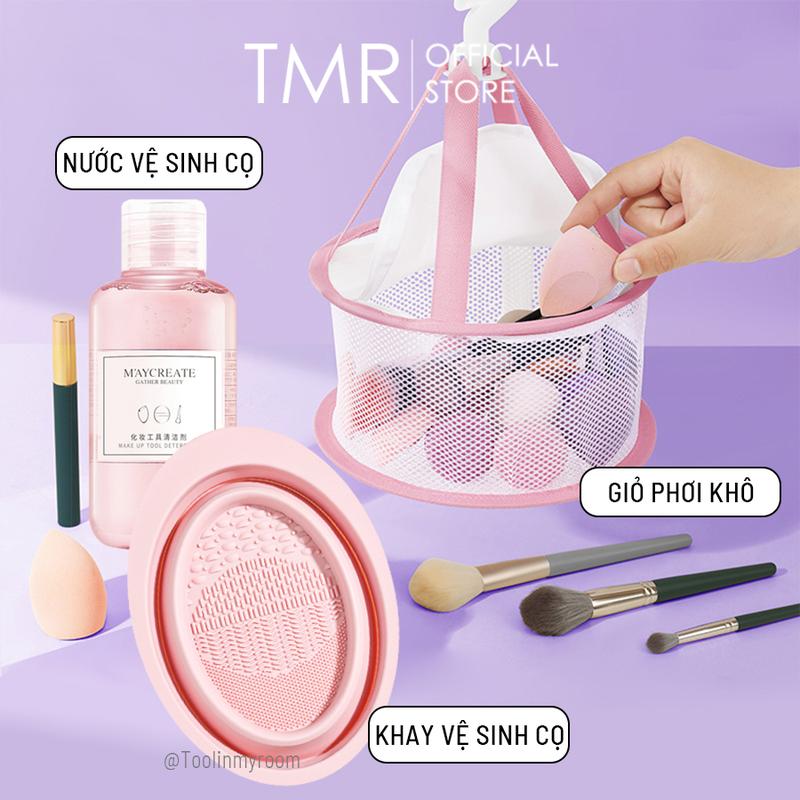 Dụng cụ vệ sinh cọ trang điểm TMR chậu silicon chuyên dụng gấp gọn tiện lợi