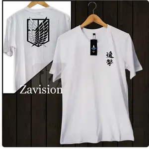 Kaos anime,kaos attack on titan dual kaos murah kaos viral kaos distro bisa cod Baju Hitam Katun Kerah Nyaman Pria