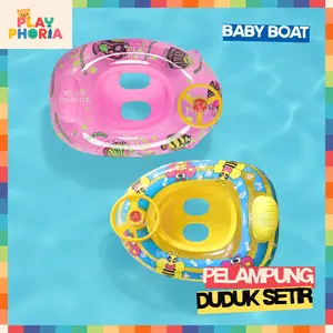 Pelampung Renang  Anak ada Setir Pelampung Ban Duduk Ring Safety Baby Boat Swim Ring Alat Bantu Mengapung Bayi Motif Kupu Ikan Kartun