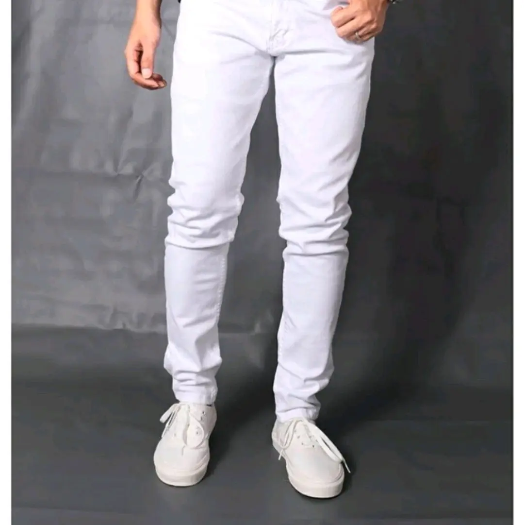 99Outif! Celana jeans Denim pria slimfit putih bersih 28-46 Jumbo big size/ Denim putih Stretch melar nyaman distro bandung Panjang