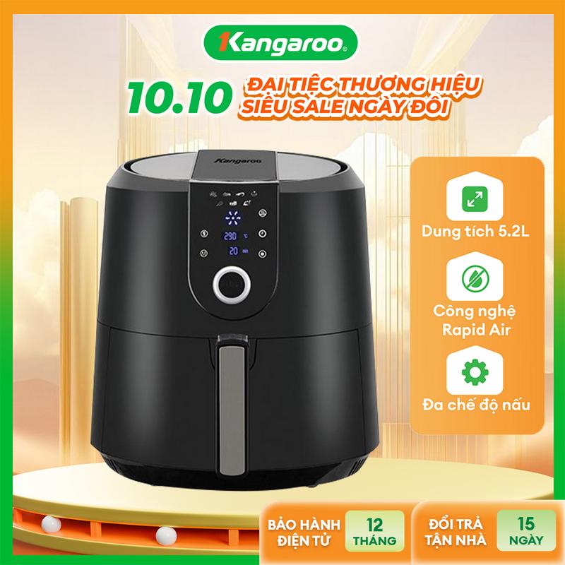 [ IH ] [DEAL HOT!!! ] Nồi chiên không dầu điện tử 7 lít (Dung tích lòng nồi 5,2 lít) Kangaroo KG55AF1A, công suất cao 1800W, rá chiên kép, dễ tháo rời.