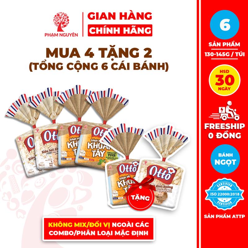 MUA 4 TẶNG 2 Tổng cộng 6 Bánh Mì Siêu Hạt Dinh Dưỡng Otto Phạm Nguyên 145g | Bánh mì dinh dưỡng | Đồ ăn vặt | Thức ăn vặt | Snack Food