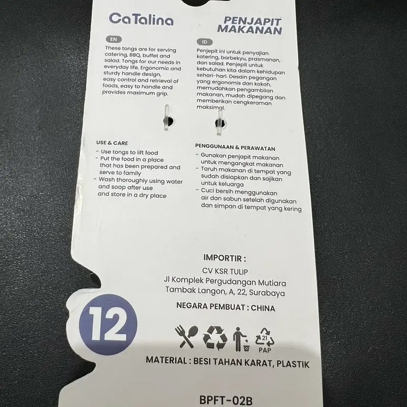 Food Tong Capit Makanan Plastik CaTalina 12 2