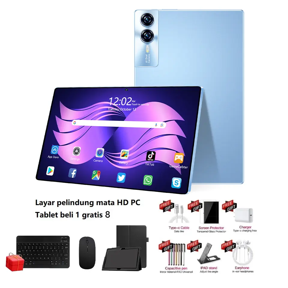 Biru+Free Wireless mouse keyboard set