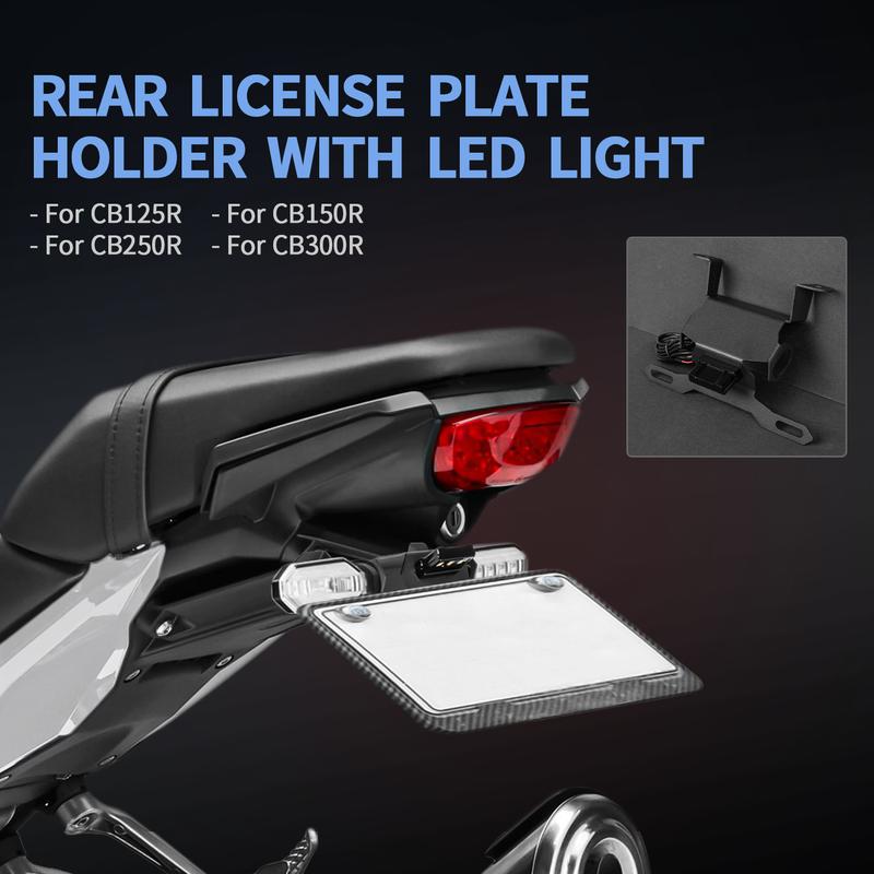 Ultrasupplier-Bộ khử Fender đuôi gọn gàng, giá đỡ biển số t với đèn hậu LED cho Honda CB125R, CB150R, CB250R, CB300R-2021 2