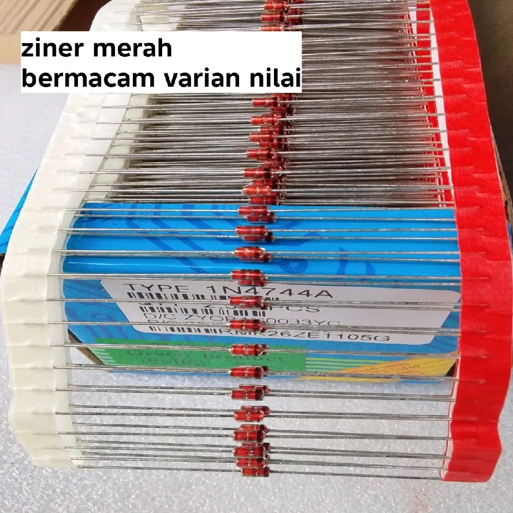 Ziner Merah Bermacam Varian Nilai Type 1N4744A untuk Proyek Elektronik Anda