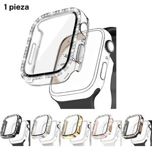 1Pc Protector de pantalla de vidrio templado ultrafino para Apple Watch 38/40/41/42/44/45/46Mm, Series SE/11/10/9/8/7/6/5/4/3/2/1, Decoración de diamantes de imitación brillante, Anti-caída.