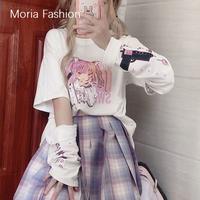 Gambar Moria DX008 Crop Tee Oversize Korea | Kaos Crop Top T-shirt Crop Oversize  Fashion - Putih, M dari Moriafashion Kab. Tangerang 3 Tokopedia