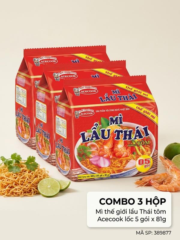 Combo 3 Mì thế giới lẩu Thái tôm Acecook lốc 5 gói x 81g- 389877