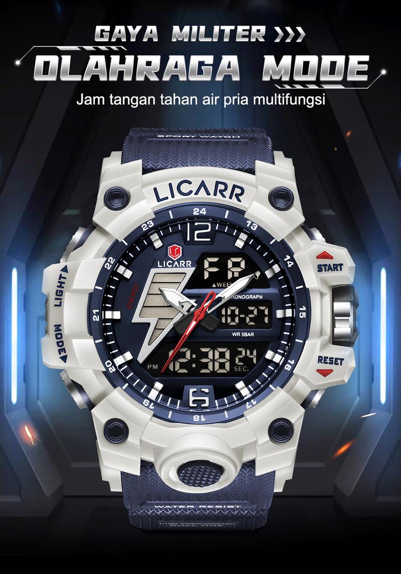 Product Introduction of LICARR Jam Tangan Pria Olahraga Analog-Digital Fashion Tahan Air Santai Kuarsa Jam Tangan Cowok Original Merek Stopwatch 9528 34