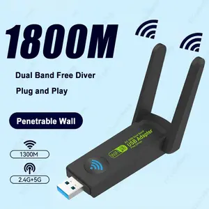 【COD】Actual Untuk PC Laptop Dan TV Box Set-Top USB 3.0 Wifi Adapter Set Top Box USB Antena STB MT7601 Adapter Penerima Nirkabel Laptop PC 1800mbps Adapter