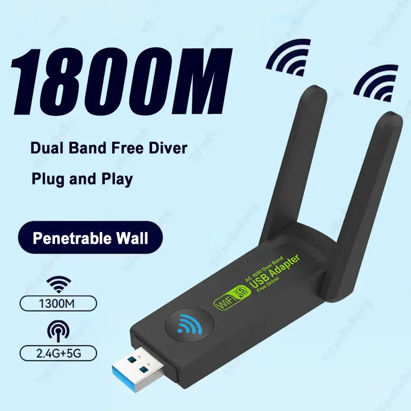 【COD】Actual Untuk PC Laptop Dan TV Box Set-Top USB 3.0 Wifi Adapter Set Top Box USB Antena STB MT7601 Adapter Penerima Nirkabel Laptop PC 1800mbps Adapter
