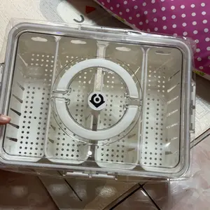 BEST SELLER (COD)Kontainer Kulkas Tempat Penyimpanan Makanan Dengan Saringan dan Tutup Transparan Penutup penyegalan