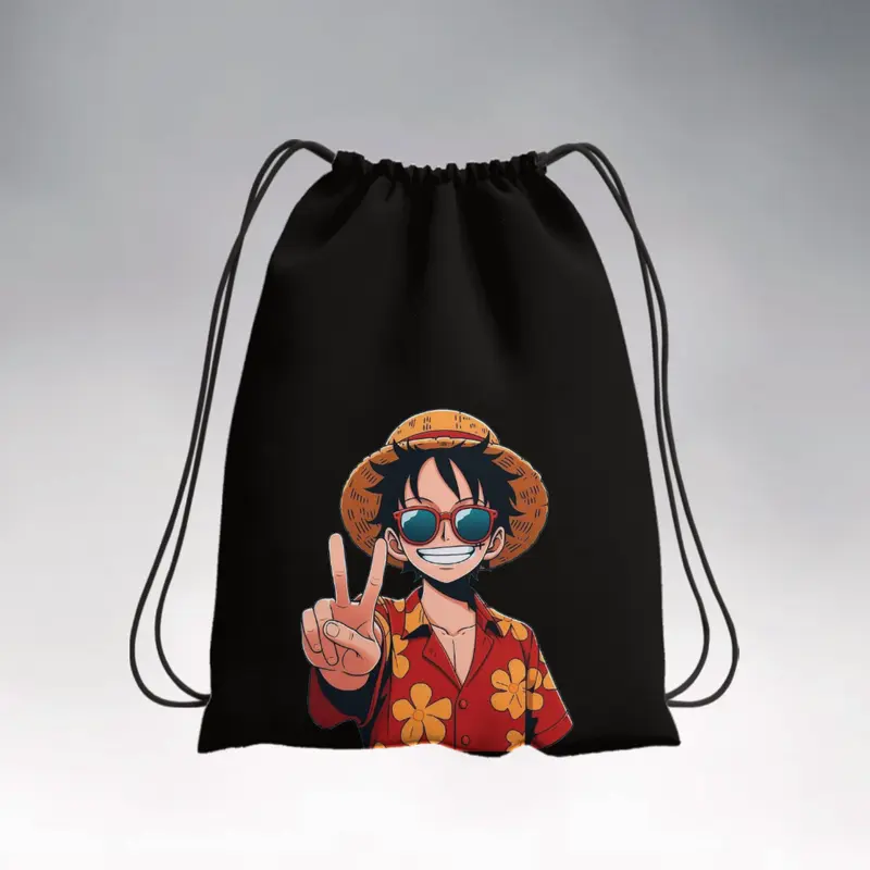 Tas Serut Stringbag Drawstring Anti Air | Tas Serut Kain Tebal | Tas Sekolah Olahraga | Tas Serut Hitam Printing | Tas Kerut 3