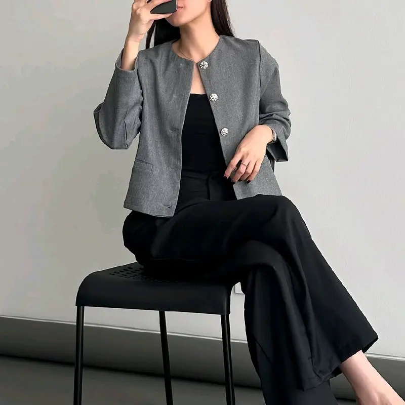 Crop Blazer Korean Style – Cardigan Outer Atasan Wanita | Premium Semi Wool Casual & Semi Formal Stylish 6