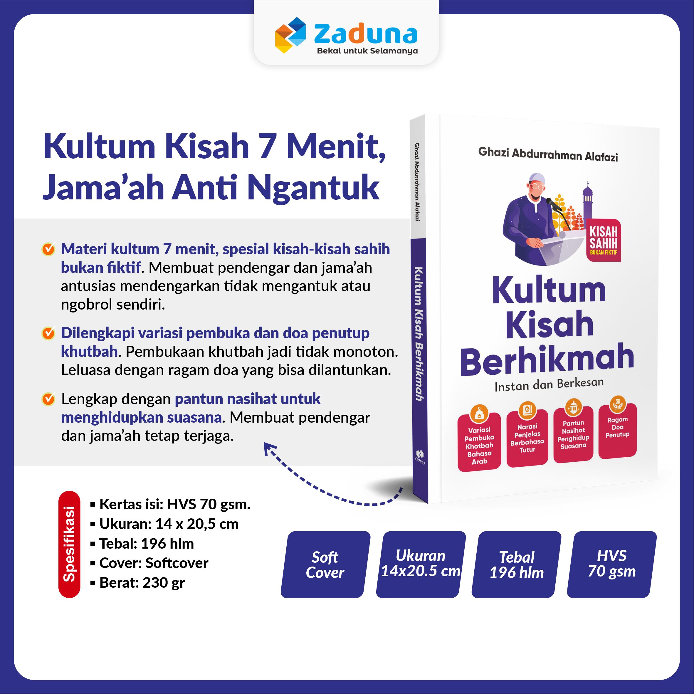 Kultum Kisah Berhikmah 7 Menit Zaduna 100% Buku Ori - Buku Asli, Materi 30 Kisah Penuh Makna