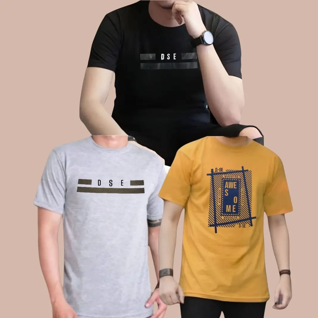 Paket 3pcs 100rb kaos distro unisex lengan pendek Motif Sablon