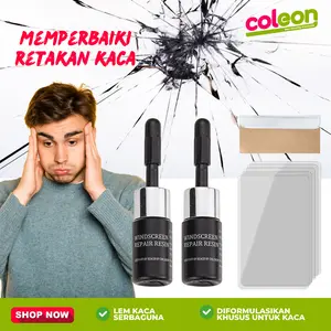 Coleon Windshield Repair Kit Glass Cairan Service Kaca Retak Lem Bening Super Kuat untuk Berbagai Jenis Retakan Mobil
