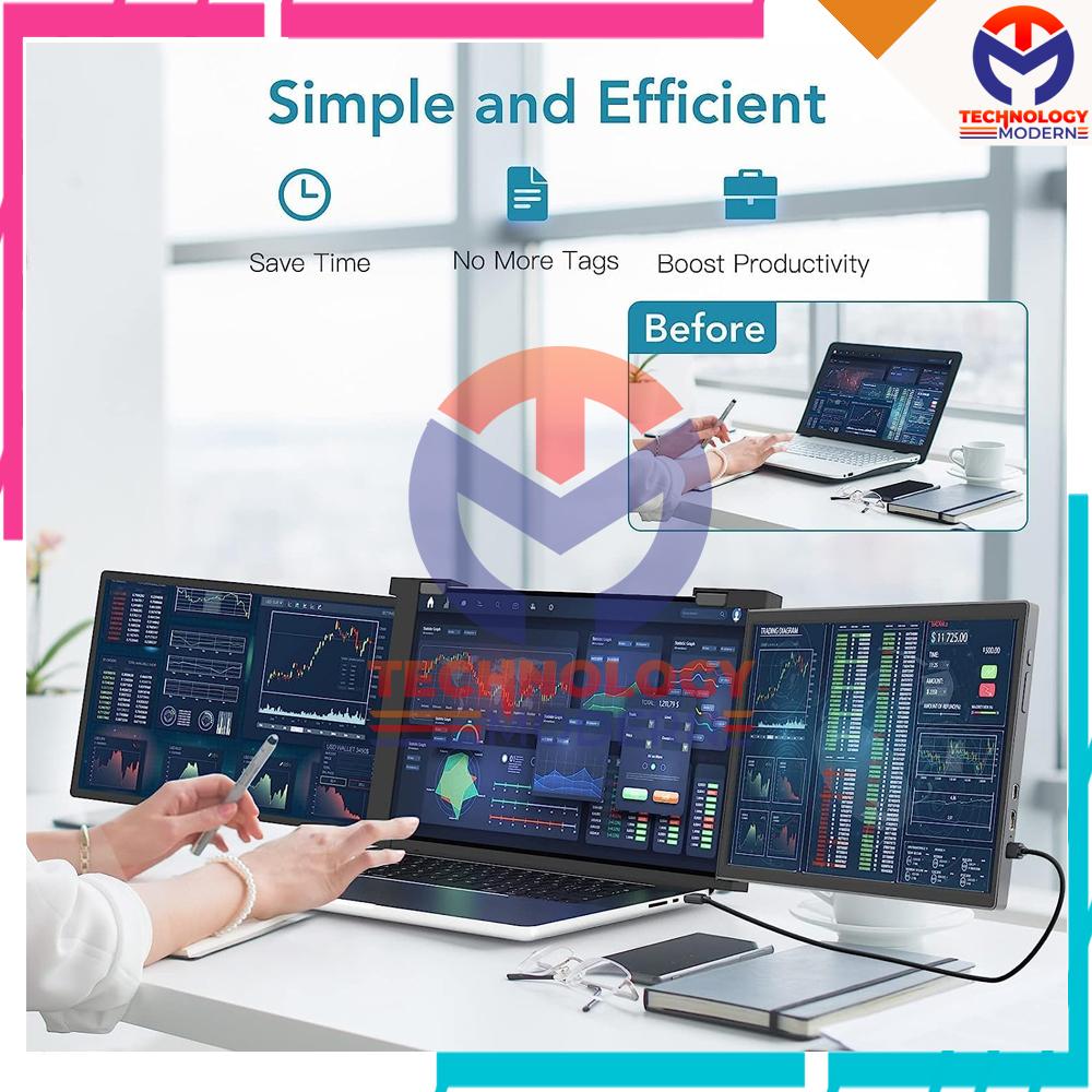 Multiple Monitor Portable 13 Inch - 16 Inch Untuk 2 Layar Tambahan Extend Display Mendukung Windows & Mac OS