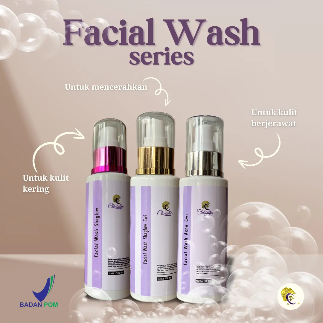 Facial wash Clarintha - sabun cuci muka, pembersih wajah semua jenis kulit, Mencerahkan dan Membersihkan