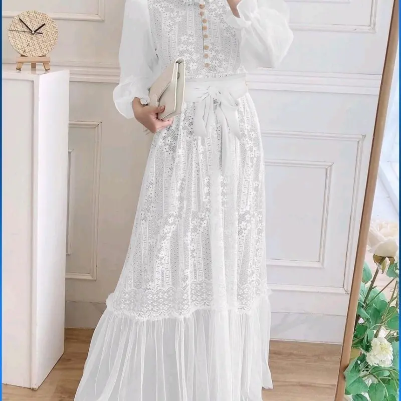 TP89 Dres Gamis inana 89z4 maxi cantik full brukat lapis furing Muslim Organza Nyaman Wanita Tile 8