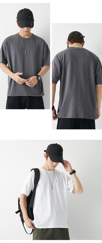 Product Introduction of EDC American Streetwear Heavyweight 230g Short Sleeve T-shirt Unisex Ins Basic Solid Color Undershirt 7