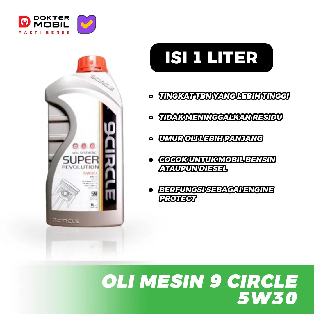 OLI Mesin 9CIRCLE - 5W30 / 5W40 / 10W40 1LTR (PELUMAS MESIN MOBIL)