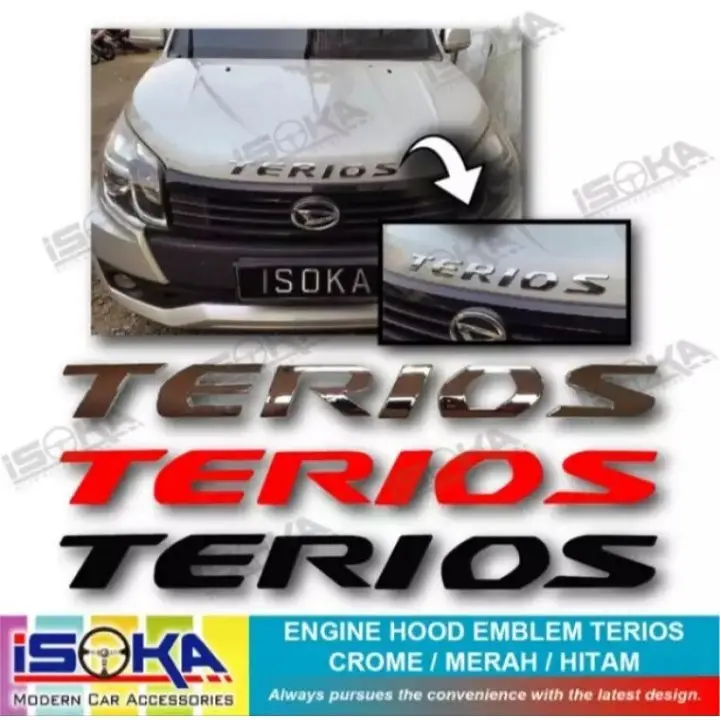 emblem kap mesin logo tulisan TERIOS