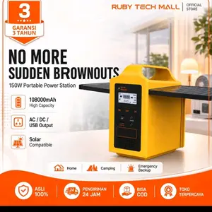 Pembangkit Listrik 150W 220V Portable Power Station  , Solar Generator AC/USB/PD/LED untuk Camping & Darurat, Panel Surya
