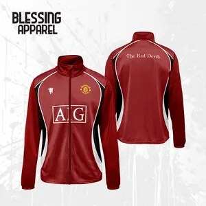 Blessing Apparel Jaket Bola Mancester United Fantasy Full Printing Bahan Lotto The Reds Devils Desain Menarik Sport