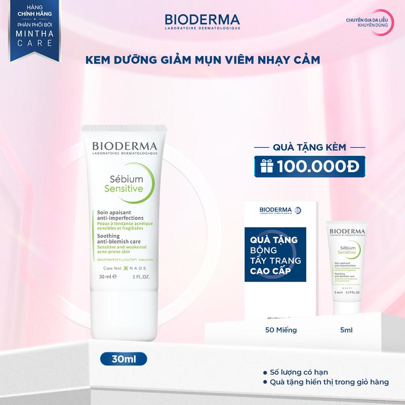 Bioderma Kem dưỡng cải thiện tình trạng mụn viêm nhạy cảm Sebium Sensitive 30ml Skincare
