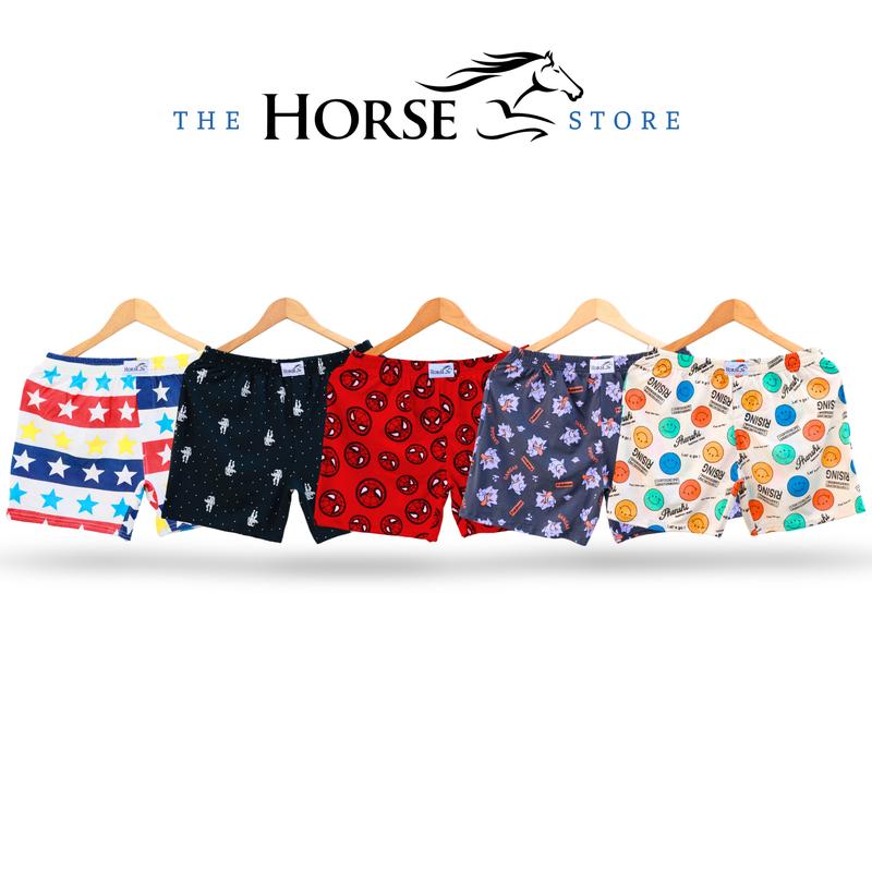 Combo 5 Quần Đùi Nam Nữ HORSE Vải Cotton - GIAO NGẪU NHIÊN - Quần Mặc Nhà, Mặc Ngủ Êm Dịu