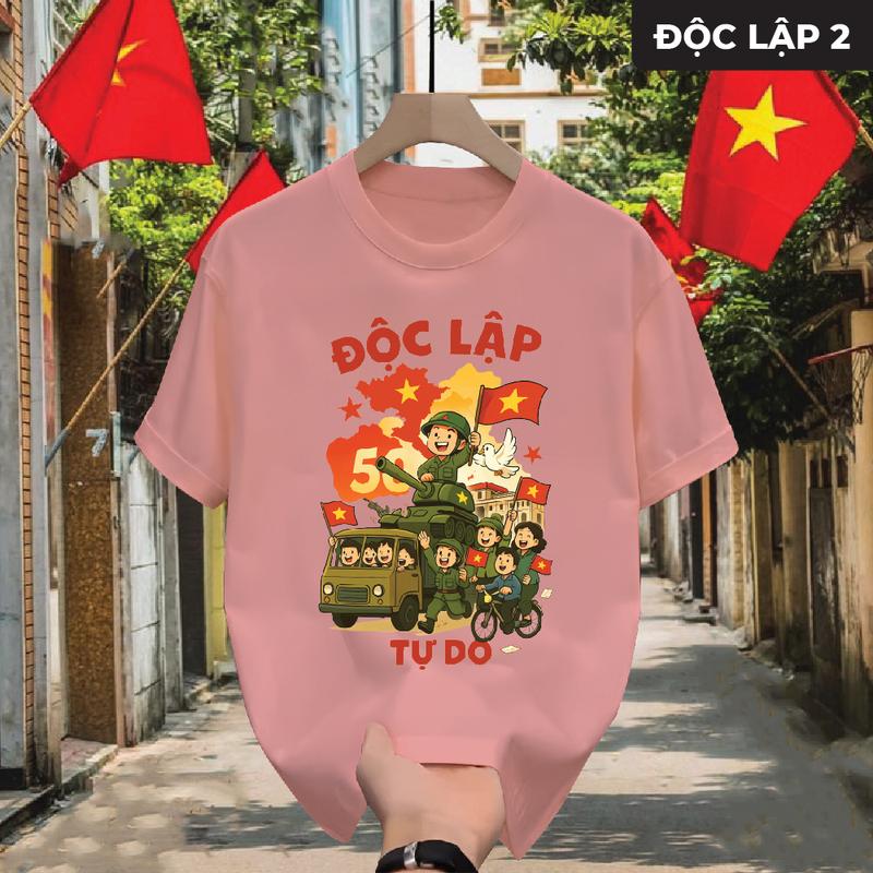 [Fullsize gia đình] Áo thun cổ tròn Việt Nam ĐỘC LẬP 2 cổ bẻ BASIC CVC  sang trọng, lịch lãm, thoáng mát - GMV 4