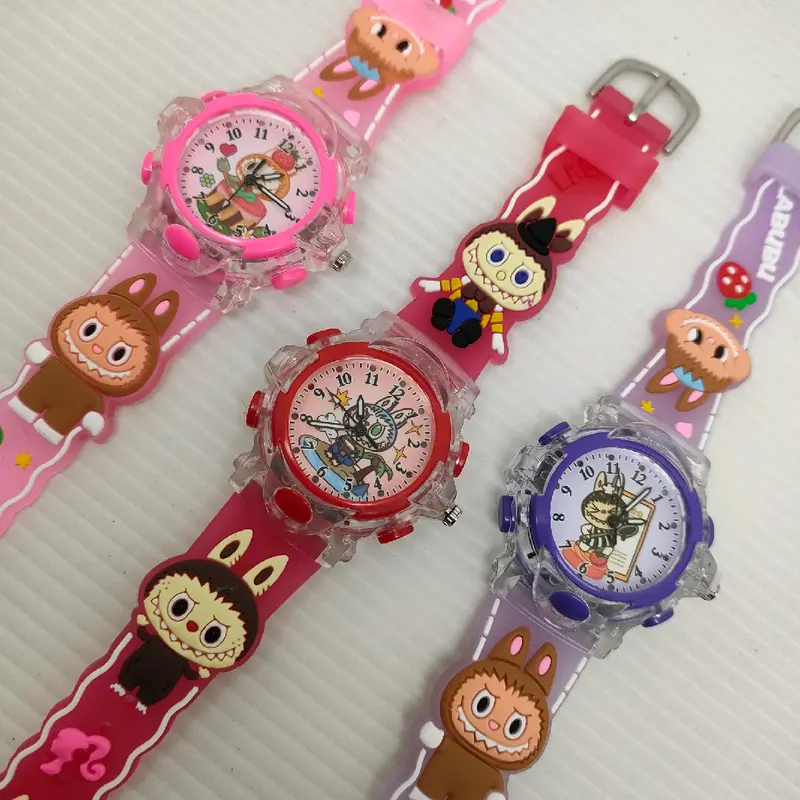 Jam tangan anak motif Labubu ada lampu kelap kelip 0