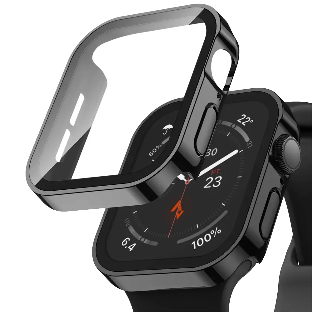 Waterproof Case for Apple Watch Ultra 9 8 7 6 5 4 SE 49mm 46mm 42mm 45mm 41mm 44mm 40mm iwatch PC Cover with Tempered Glass Screen Protective Bumper
