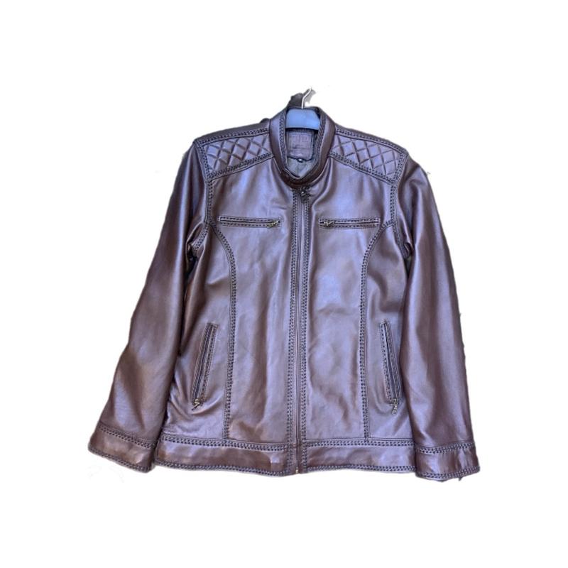 Jaket kulit motif sulam/anyam kulit domba asli 100% 5