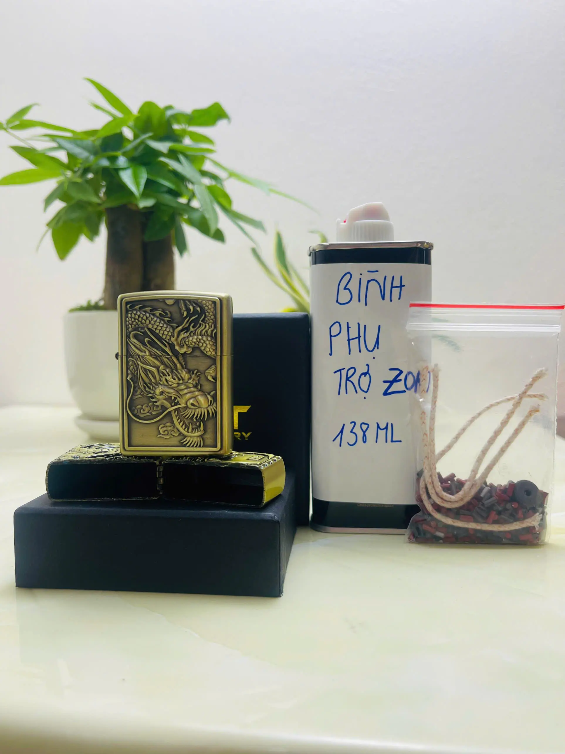Combo Full set Protective Shell Phụ kiện sử dụng ngay (Phôi 10D + Bình phụ trợ Zoro 138ml + Túi 50 đá, 3 bấc, 1 bánh mài)