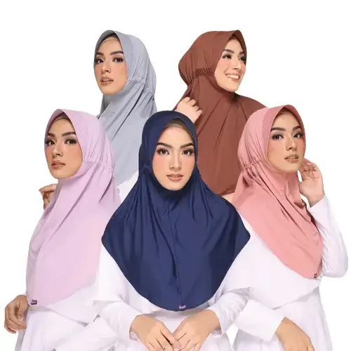 Elzatta Hijab Jilbab Bergo Kerudung Instan Zaria Sahara Nyaman Serut Spandex Muslim Cantik Lembut