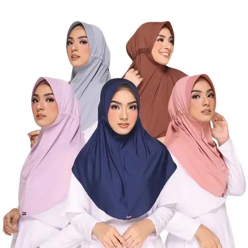 Elzatta Hijab Jilbab Bergo Kerudung Instan Zaria Sahara Nyaman Serut Spandex Muslim Cantik Lembut 0