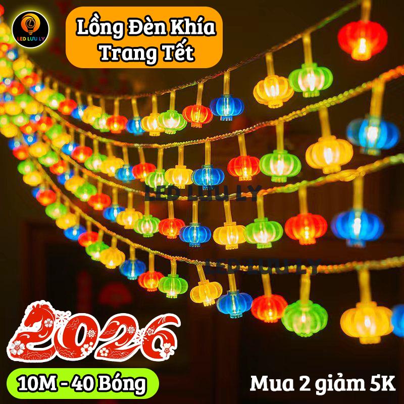 Loại Xịn Dây Lồng Đèn Led Khía 10M Chớp Nháy Trang Trí Noel Lồng Đèn Led Tết Lồng Đèn 4m - 16 Bóng Và 10m 40 Bóng Nhiều Màu Sắc