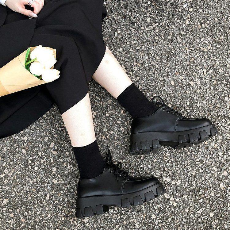 Thick Bottom Platform Shoes British Style 2024 Spring, Summer, Autumn Preppy Style Versatile Height Increasing Patent Leather Student round Toe Leather Shoes Female 4