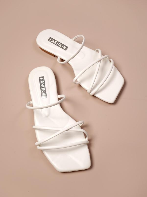 Women's Fashionable Transparent Strap Design Sandals, Casual Square Toe Sandals for Beach Vacation, Boho Style Sandals for Women & Girls, Summer 3