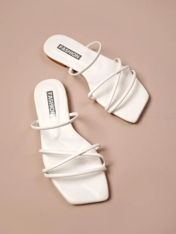 Women's Fashionable Transparent Strap Design Sandals, Casual Square Toe Sandals for Beach Vacation, Boho Style Sandals for Women & Girls, Summer 3