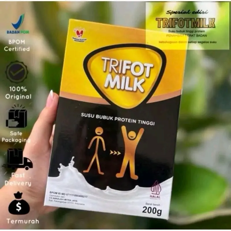 1 BOX TRIFOT MILK SUSU TINGGI PROTEIN BPOM HALAL rasa VANILLA & COKLAT DAIRY