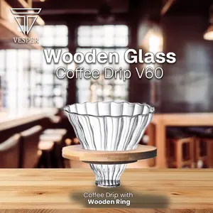 Wooden glass coffee dripper v60 / gelas cangkir kopi drip v60 pour over