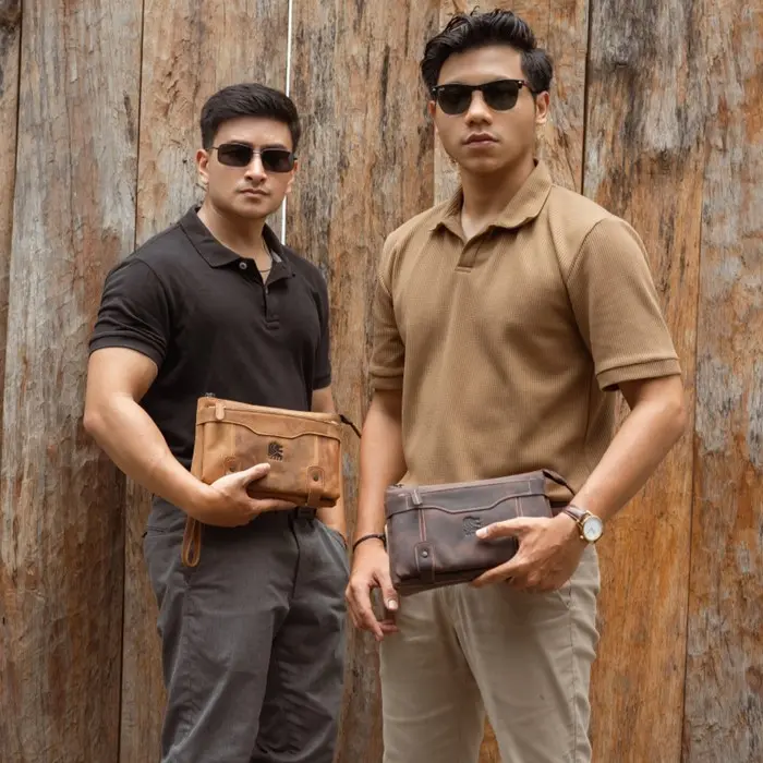 BORONG! CLUTCH HANDBAG TAS TANGAN PRIA KULIT SAPI ASLI LISBON LEATHER BAG 1
