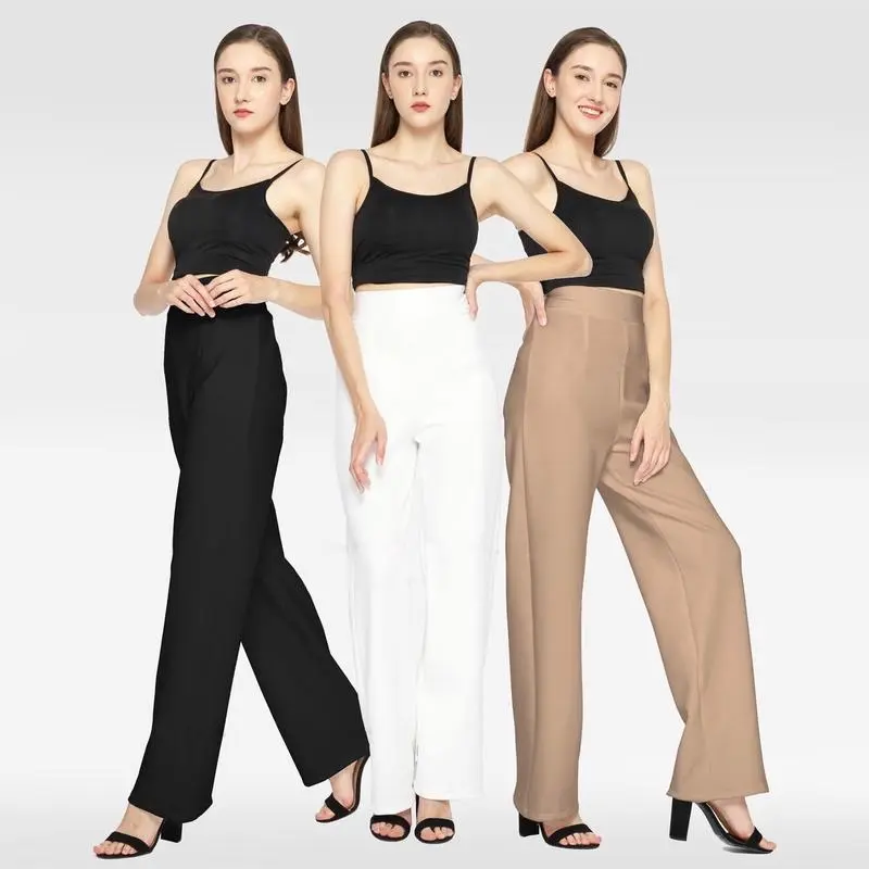 Celana Felicia Long Kulot High Waist Wanita Panjang Basic HW Irene Cullotes Scuba Wide Leg Casual Premium Hitam Kaki Hitam Kaki Grey Navy  Karet Melar Lembut Comfy Putih Tebal  Formal
