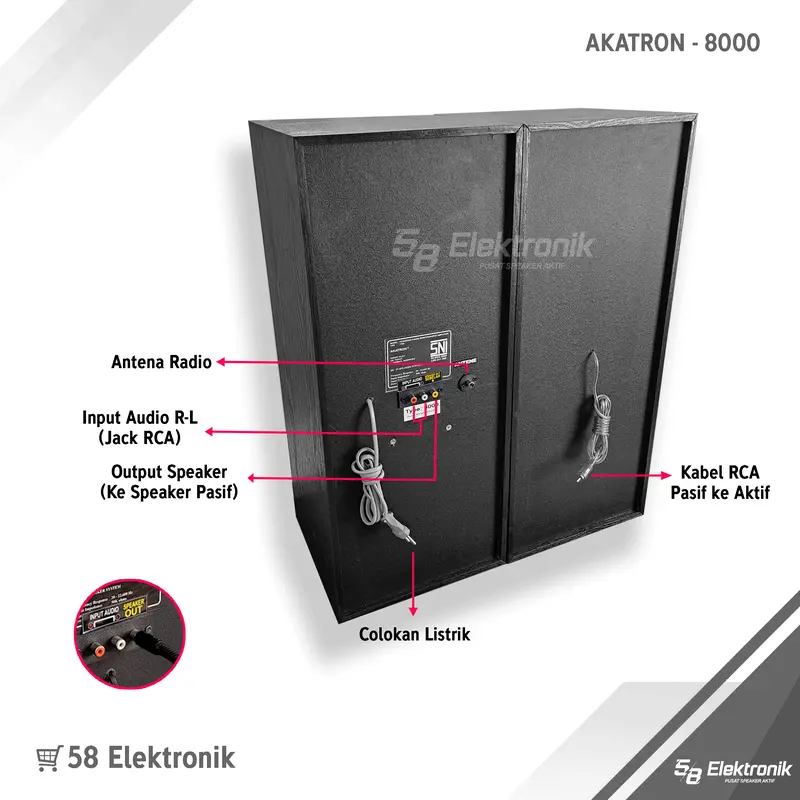 AKATRON 8000 - 8 INCHI Speaker aktif bluetooth karaoke double subwoofer Bass Mantab glerr sound 8inch 8" 3