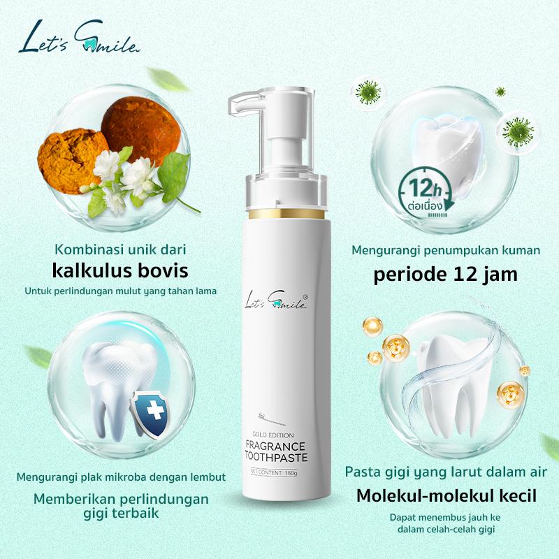 Let’s Smile Whitening Pasta Gigi 150g – Removes Yellow Stains, Freshens Breath, Protects Gums, Safe & BPOM Certified