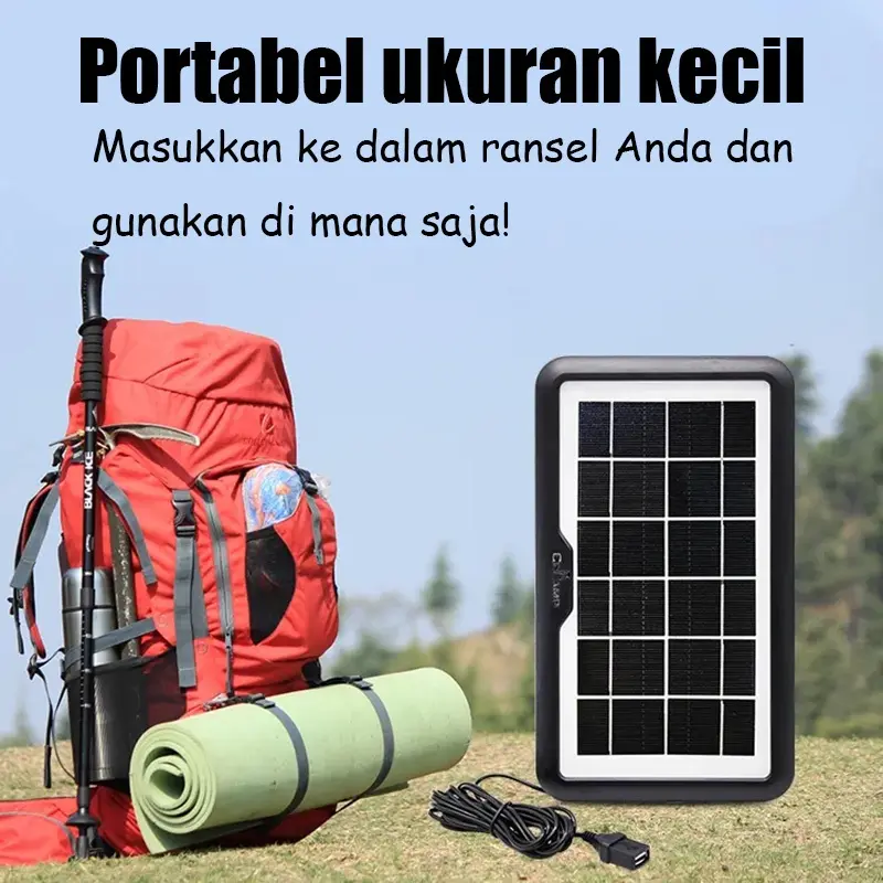 CCLAMP Panel surya  6v3.8w monokristal silikon luar panel fotovoltaik nyaman luar ruangan USB dengan 5 jenis kepala pengisian lampu  tenaga 3
